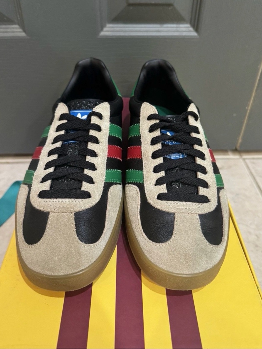 adidas Originals Beige Black Green Red Samba-Inspired Men’s Sneakers